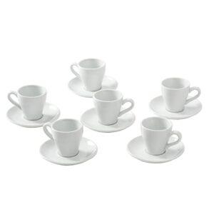 Unilives Espresso Cups, with Saucers Tea Cups and Saucers 2 Ounce Set of 6, for Specialty Coffee Drinks, Cappuccino, Latte, Americano and Tea, White