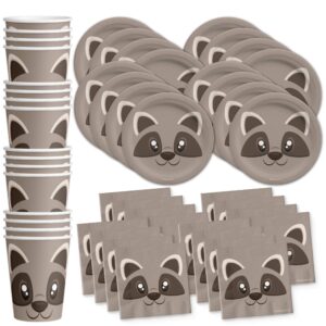 raccoon birthday party supplies set plates napkins cups tableware kit for 16
