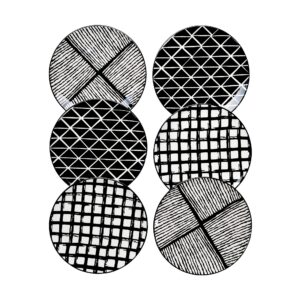 piatti naturali ceramic dinner plates set of 6, 10.2 inch black plates microwave and dishwasher safe, scratch resistant.