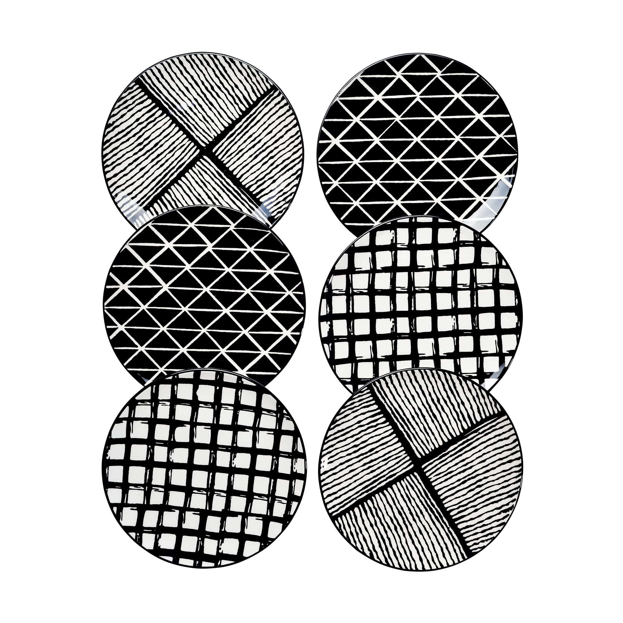 Piatti Naturali Ceramic Dinner Plates Set of 6, 10.2 inch Black Plates Microwave and Dishwasher Safe, Scratch Resistant.