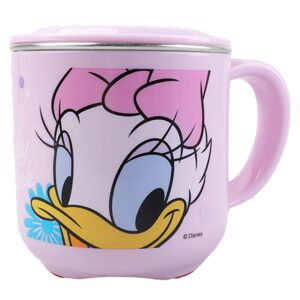 everyday delights disney daisy duck abs stainless steel cup with lid, 250ml, pink