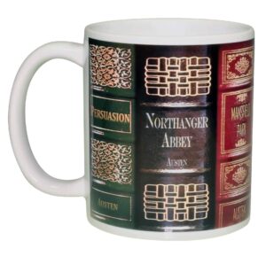 jane austen novel books coffee or tea mug