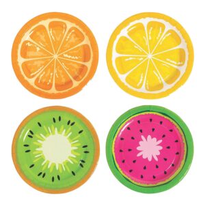 fun express - tutti frutti fruit dessert plate for party - party supplies - print tableware - print plates & bowls - party - 8 pieces