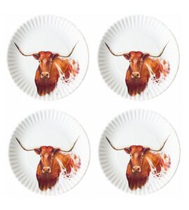 western longhorn steer 9" melamine plates, set of 4