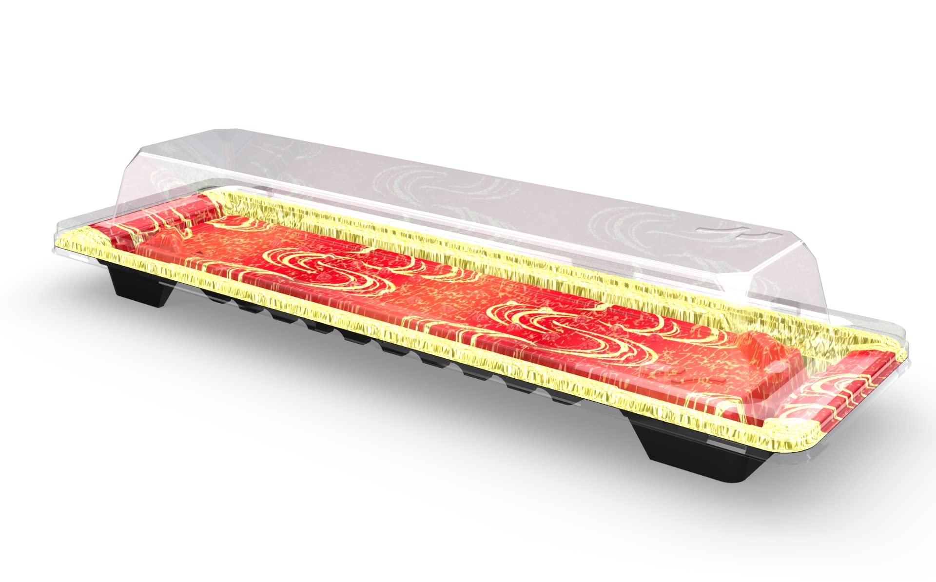 SEABOOM Sushi Container Sushi Tray Sushi Plate Sushi display 13x4-Inch Takeout Container With Clear Lid 200 sets RED