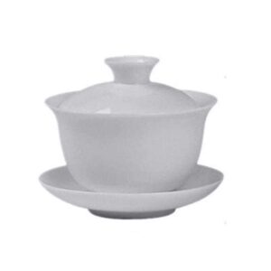 Gaiwan White Glaze Porcelain Teacup kung Fu Tea Service Set for Home Office Decoration (100ml)