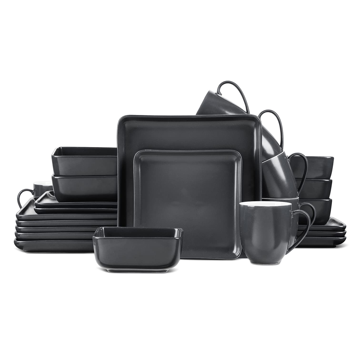 Stone Lain Amy Porcelain Dinnerware Set, 24-Piece Service for 6, Gray