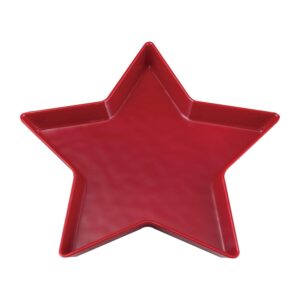 upware patriotic star shaped plate melamine serving plate dinner plate, 11.25 inch star plate (red)