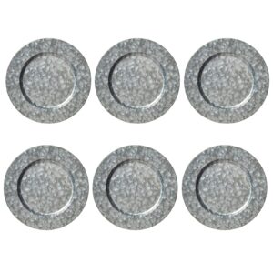 kx-ware silver galvanized steel charger plate, 13-inch classic charger plates dinnerware dishes, set of 6