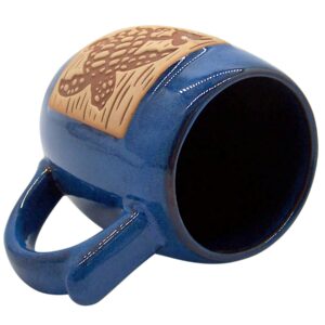 Blue Coffee Mug with a Brown and Tan Turtle Design, Nautical Theme, 5.25 Inches