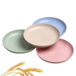 CAMBUY Unbreakable Wheat Straw Plates Lightweight Reusable Dinner Plate Set Dishwasher & Microwave Safe Dishes (Medium)