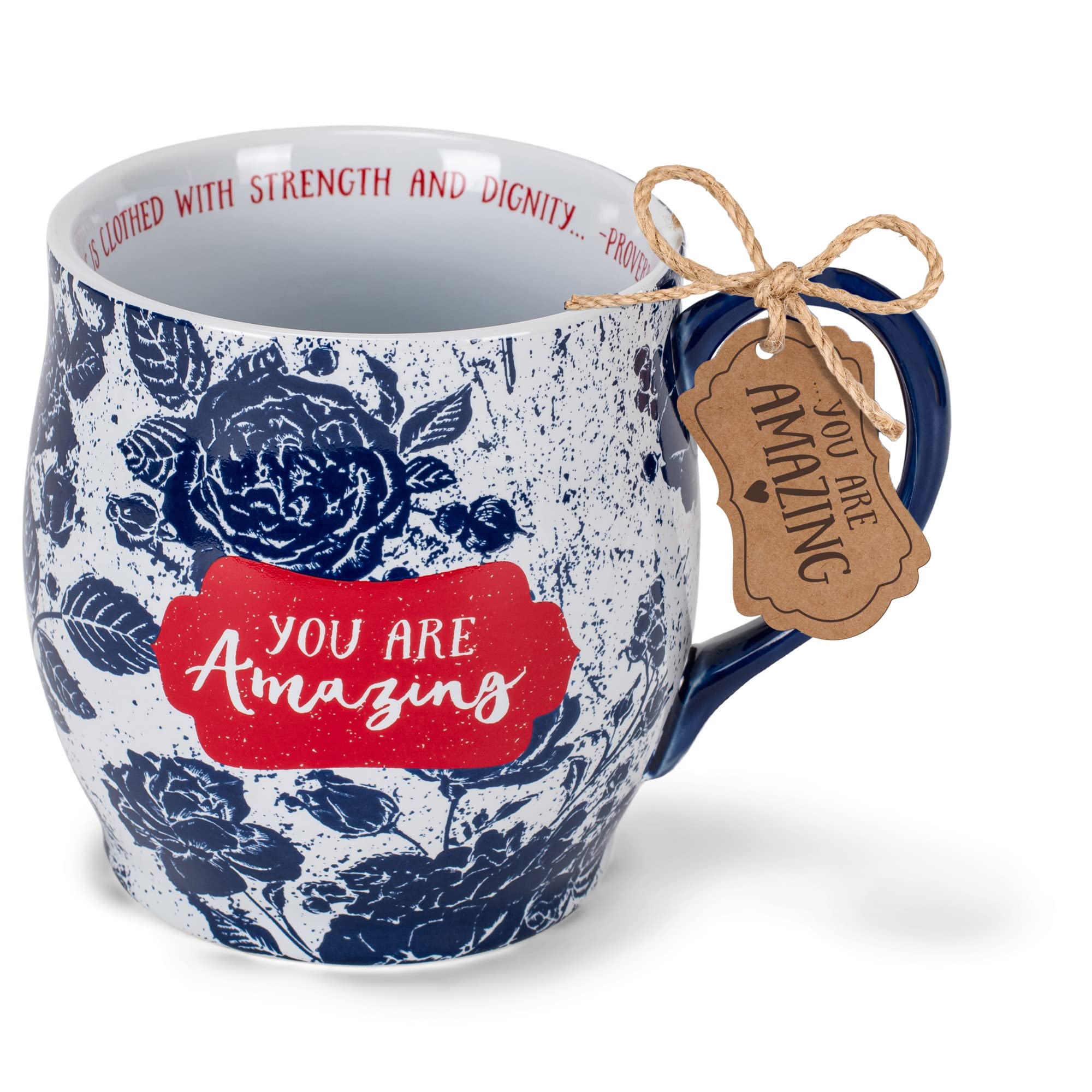 Lighthouse Christian Products You Are Amazing Midnight Blue Floral 13 Ounce Ceramic Mug