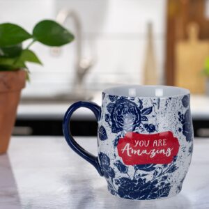 Lighthouse Christian Products You Are Amazing Midnight Blue Floral 13 Ounce Ceramic Mug