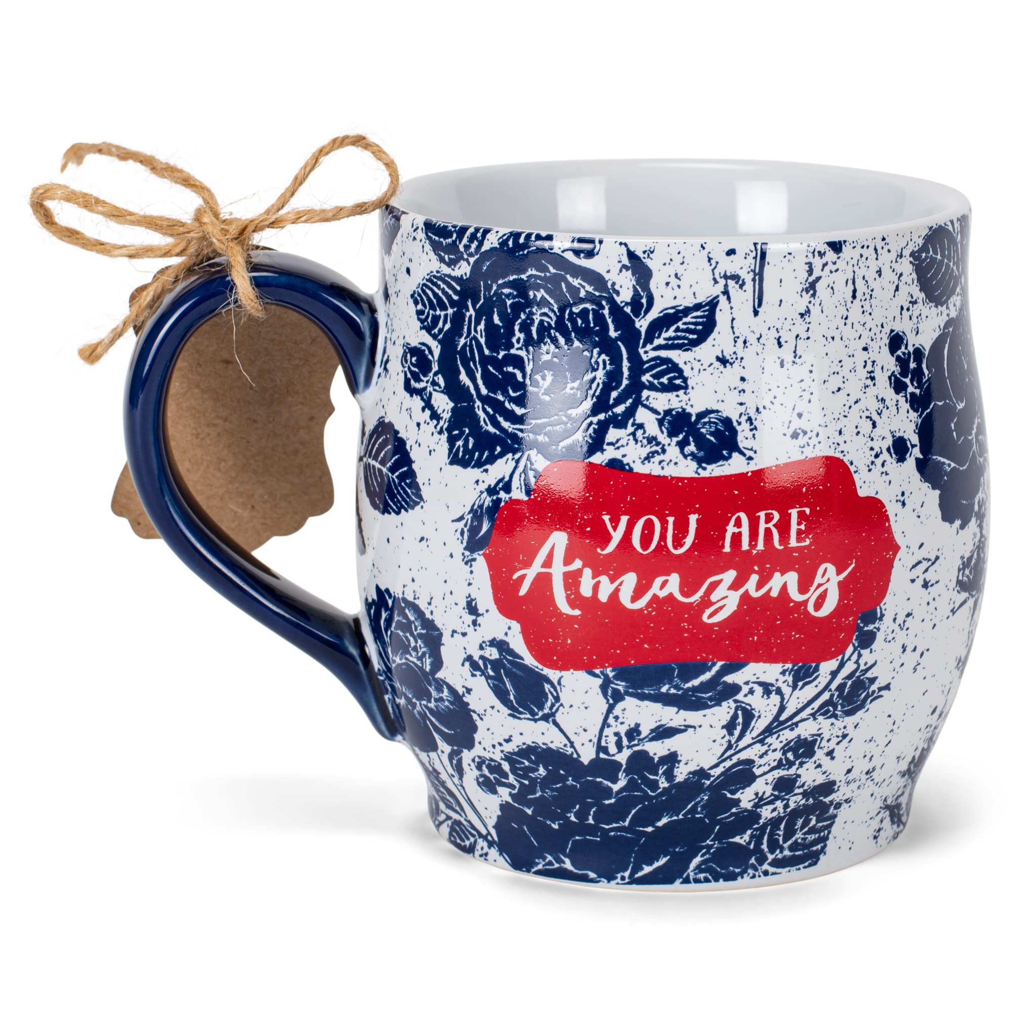 Lighthouse Christian Products You Are Amazing Midnight Blue Floral 13 Ounce Ceramic Mug