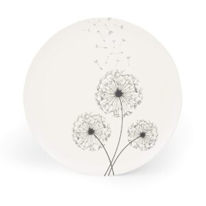 Aquaterra Living Ecofriendly Dinner Plate Set with Dandelion Designs- Set of 6, 10" indoor or outdoor plates