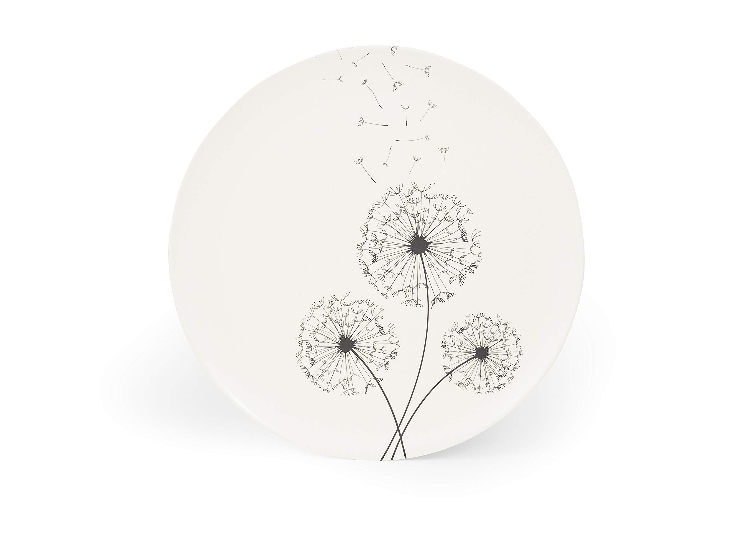 Aquaterra Living Ecofriendly Dinner Plate Set with Dandelion Designs- Set of 6, 10" indoor or outdoor plates