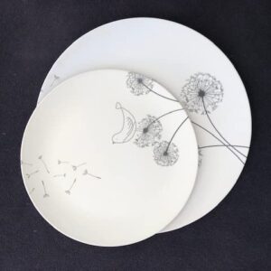 Aquaterra Living Ecofriendly Dinner Plate Set with Dandelion Designs- Set of 6, 10" indoor or outdoor plates