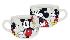 jumbo nostalgic mickey mouse wide ceramic drinking mug, multi purpose cereal, coffee, latte mug with handle, oversized sippable soup bowl, unique gifts for classic disney fans, 24 ounces