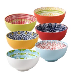 ceramic soup bowls, cereal bowls set of 6, 22 oz bowls for kitchen, colorful bowls for cereal soup salad pasta rice oatmeal dessert, dishwasher & microwave safe, bowl set for kitchen, ceramic bowls