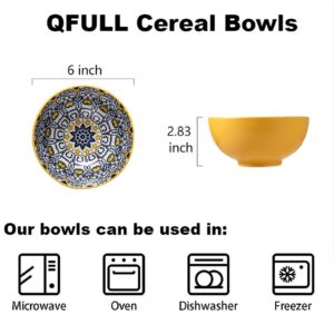 Ceramic Soup Bowls, Cereal Bowls Set of 6, 22 oz Bowls for Kitchen, Colorful Bowls for Cereal Soup Salad Pasta Rice Oatmeal Dessert, Dishwasher & Microwave Safe, Bowl Set for kitchen, Ceramic Bowls