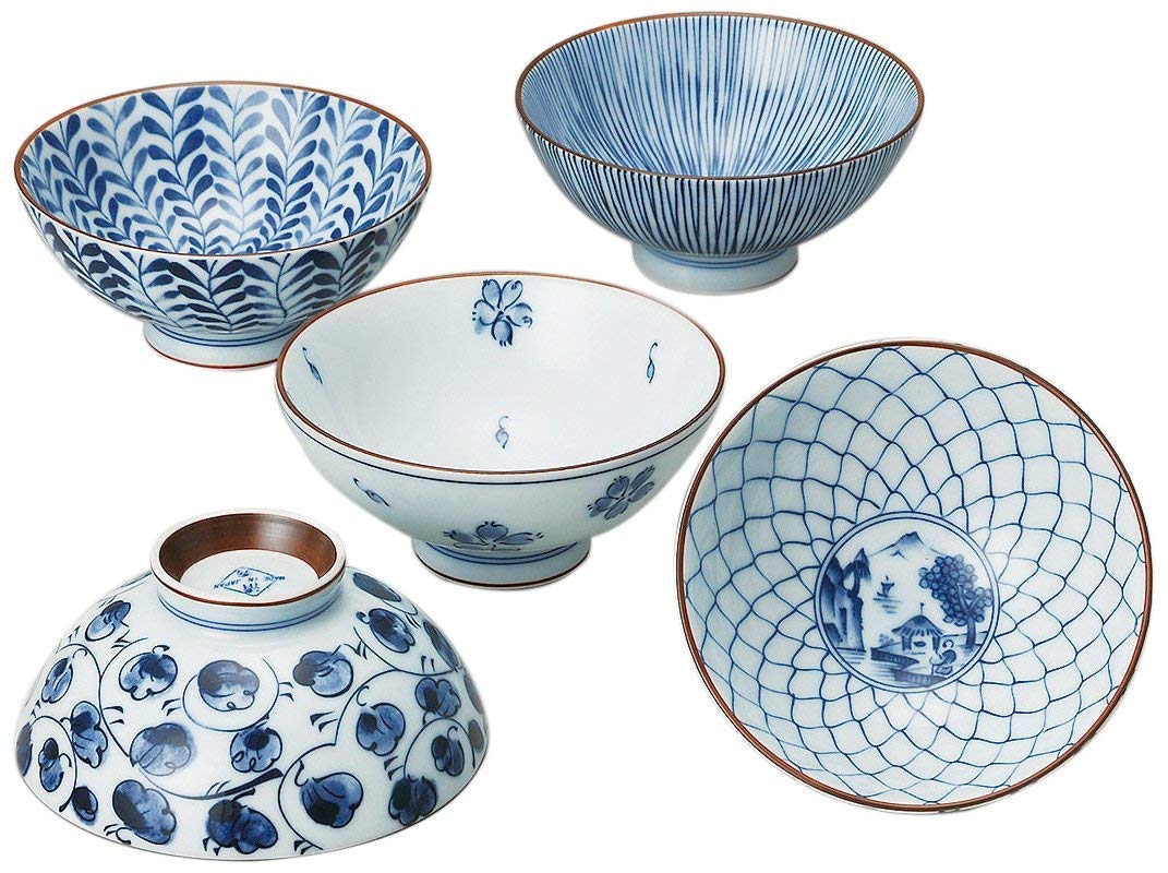 Saikai Touki Saikai Pottery Traiditional Japanese Rice Bowls (5 Bowls Set) 31623 from Japan (One Pack)