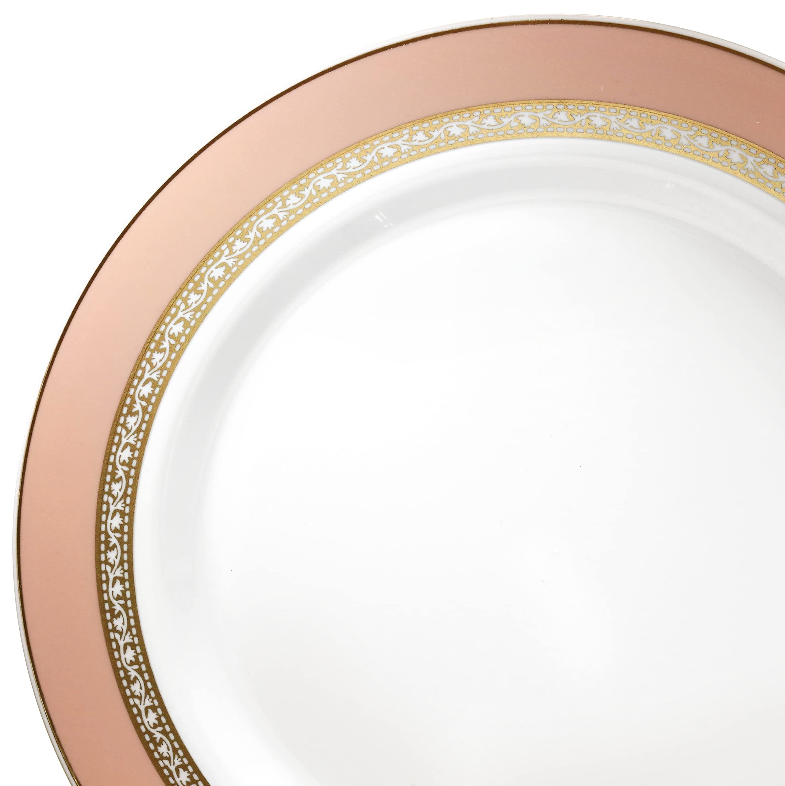 " OCCASIONS " 40 Piece Chargers pack Wedding Party 12'' Disposable Plastic Charger Plates/Chargers (Ritz Blush & Gold)