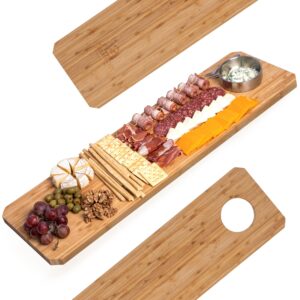 bamboo home life long charcuterie board - 31 inch long cheese board includes hole for dips or to hang on wall - great for meats, cheeses, appetizers platter at parties, gifts