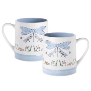 sheffield home 20 oz large coffee mug set - set of 2 coffee mugs, large cups for tea, mugs for latte, and hot chocolate (dragonfly)
