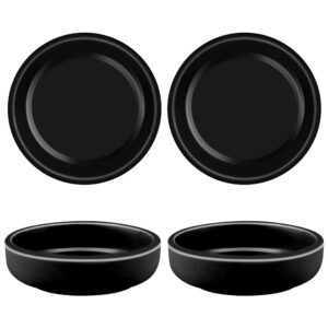 Cyimi 3.5" Ceramic Side Dish Set of 4 Small Porcelain Soy Dipping Sauce Dishes Black Seasoning Sauce Bowls Dinnerware Sets Sauce Serving Dishes