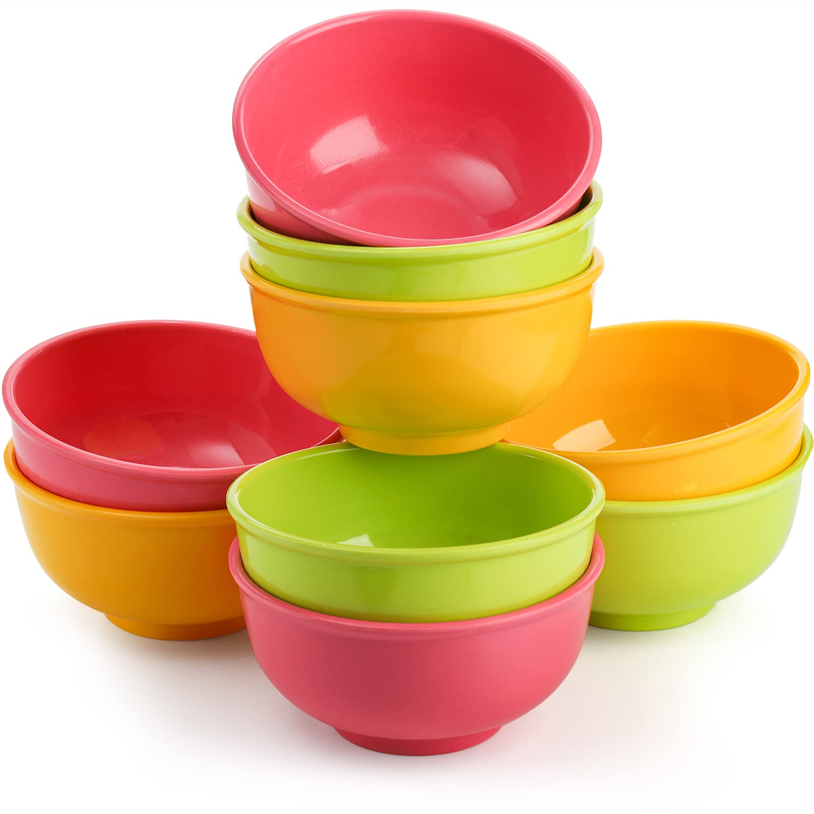 DEAYOU 9 Pack Melamine Bowls, 28 Oz Unbreakable Large Cereal Soup Salad Bowl, 6" Reusable Mixing and Serving Bowls for Party, Colorful Snack Bowls for Children, Chip-Resistant, Dishwasher Safe
