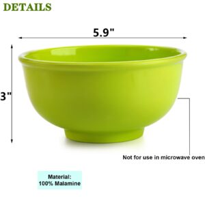 DEAYOU 9 Pack Melamine Bowls, 28 Oz Unbreakable Large Cereal Soup Salad Bowl, 6" Reusable Mixing and Serving Bowls for Party, Colorful Snack Bowls for Children, Chip-Resistant, Dishwasher Safe