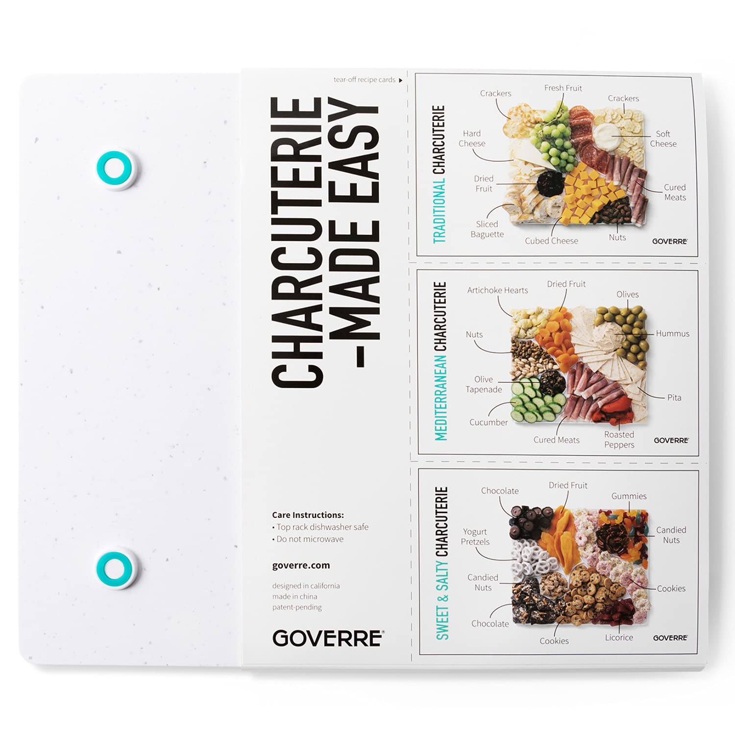 Goverre Charcuterie Board | Charcuterie-Made Easy 10 Easy to fill Sections w/Recipe Cards. Perfect Layout Every Time. Make Hostessing Look Easy, Beautiful & Effortless.