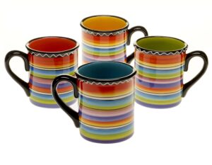 certified international tequila sunrise mug, 15-ounce, assorted designs, set of 4