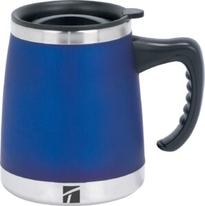 trudeau maison umbria stainless steel desk mug, 15 oz, blue