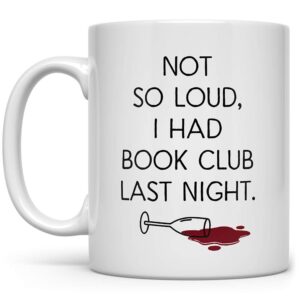 funny book club coffee mug, reading wine lover cup, bookish bibliophile librarian bookworm gifts (11oz)