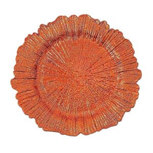 tiger chef charger plates - orange plate chargers for dinner plates - wedding décor place-mats (6, orange reef)