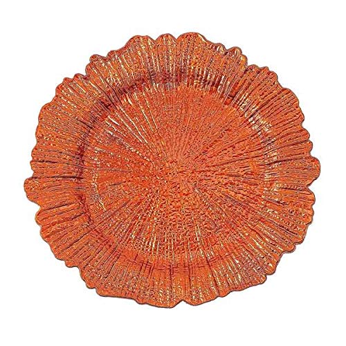 Tiger Chef Charger Plates - Orange Plate Chargers for Dinner Plates - Wedding Décor Place-mats (6, Orange Reef)