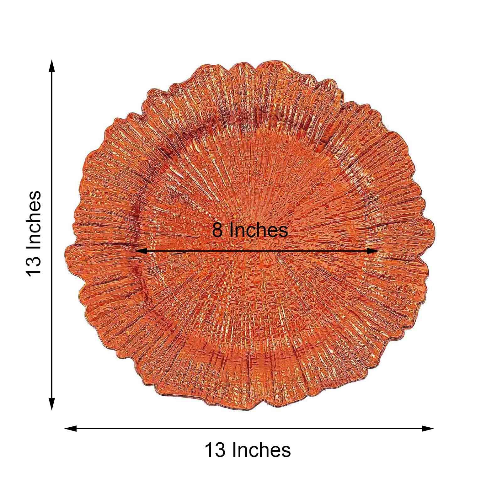 Tiger Chef Charger Plates - Orange Plate Chargers for Dinner Plates - Wedding Décor Place-mats (6, Orange Reef)