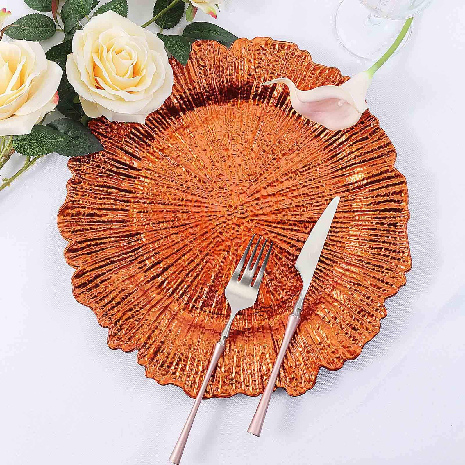 Tiger Chef Charger Plates - Orange Plate Chargers for Dinner Plates - Wedding Décor Place-mats (6, Orange Reef)