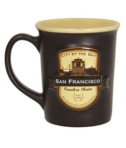 americaware san francisco emblem 18oz coffee tea mug cup 5 inches long by 4.75 inches tall by 4 inches in diameter.