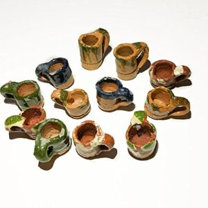 12 Mini Mexican Pottery Ceramic Mud Mugs Jarritos For Arts and Crafts Party Favor Decorations