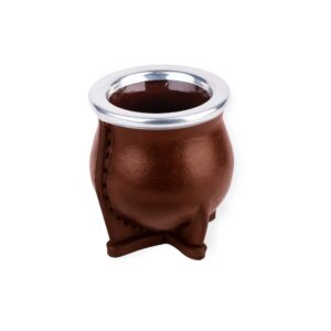 thebmate [premium yerba mate cup (mate gourd) - crafted ceramic teacup - brown leather wrapped handmade in uruguay - mate camionero - camionero style (coppery brown)
