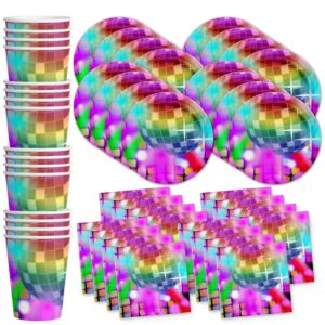 disco birthday party supplies set plates napkins cups tableware kit for 16