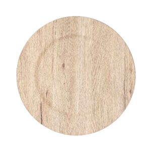 simply elegant faux wood plastic charger plate | service plate for parties, dinner, weddings, quinceaneras and events | 13 inch diameter | natural finish | set of 6