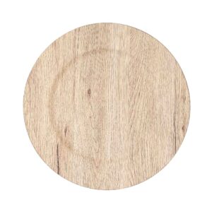 Simply Elegant Faux Wood Plastic Charger Plate | Service Plate for Parties, Dinner, Weddings, Quinceaneras and Events | 13 inch Diameter | Natural Finish | Set of 6