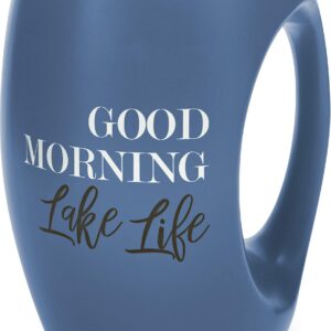 Pavilion Gift Company - 10519 Pavilion Gift Company Blue Huggable Hand Warming 16 oz Coffee Cup Mug Good Morning Lake Life