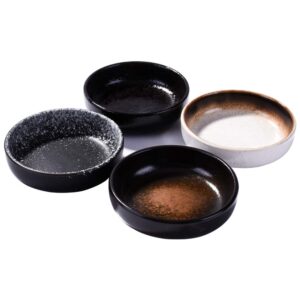 cerficer japanese retro soy sauce dishes 4 pieces, dipping bowls side dish set for salad dressing, jam