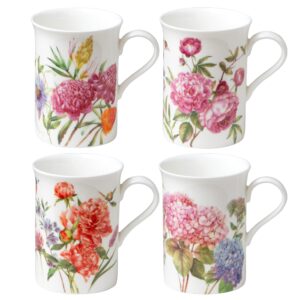 grace teaware bone china coffee tea mugs 9-ounce, assorted set of 4 (beautiful garden)