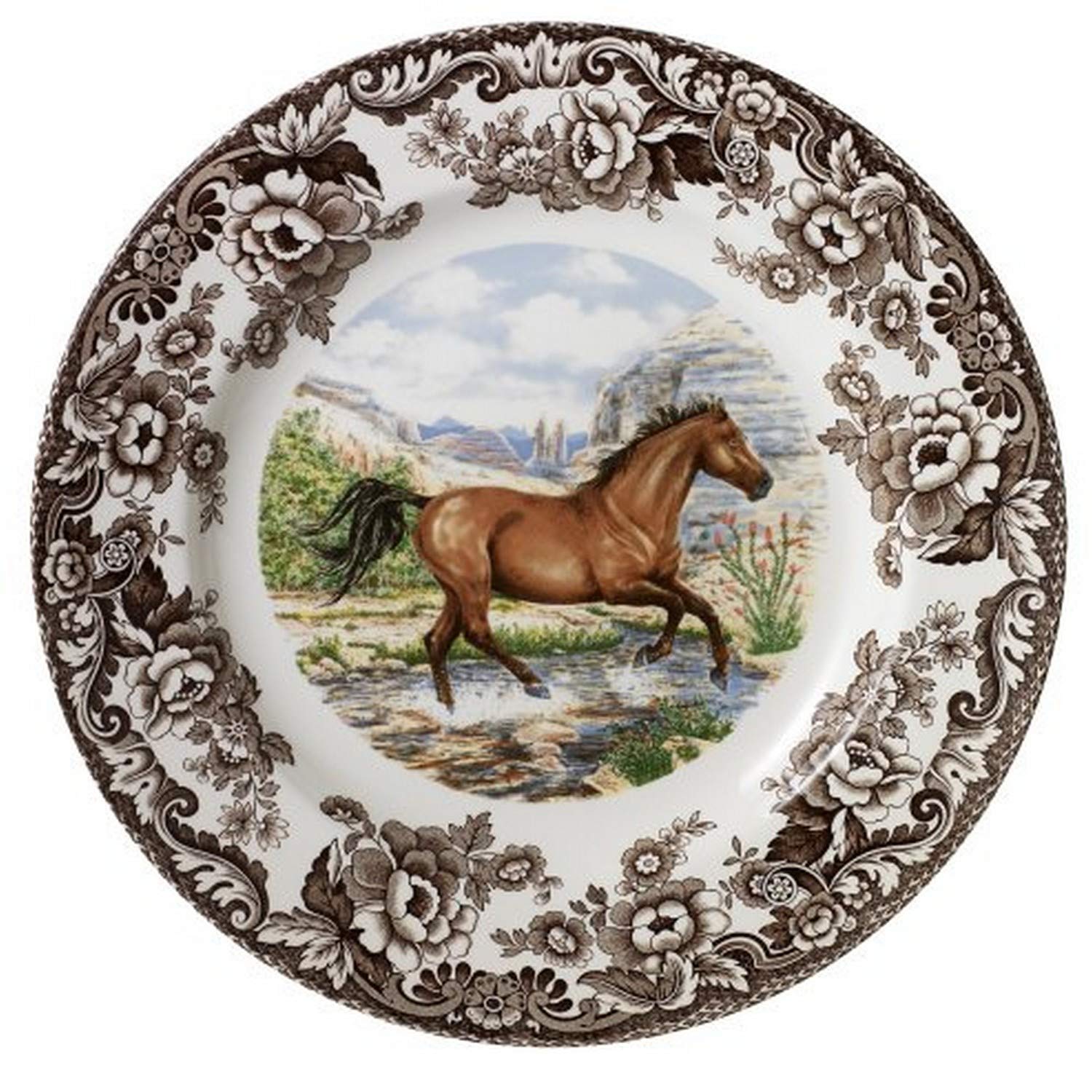 Spode Woodland Dinner Plate, Horse | 10.5 Inch | Hunting Cabin, Lodge, and Cottage Décor | Made in England from Fine Earthenware | Microwave and Dishwasher Safe (American Quarter Horse)