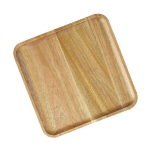 square acacia wood plate,wooden trays serving platter dinner server tray dessert cookie snack platters charcuterie board,7.8" x 7.8"